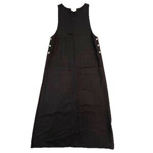 Talbots Women’s Overall Dress Long Size Medium Tencel Maxi Tank Jumper Black